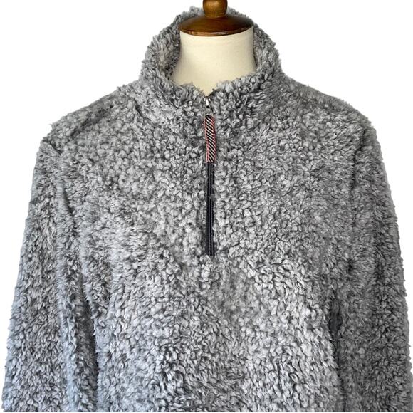 Mens Sherpa Fleece Pullover 1/4 Zip Jacket Outerwear Weatherproof Gray Sz Large - Picture 2 of 7